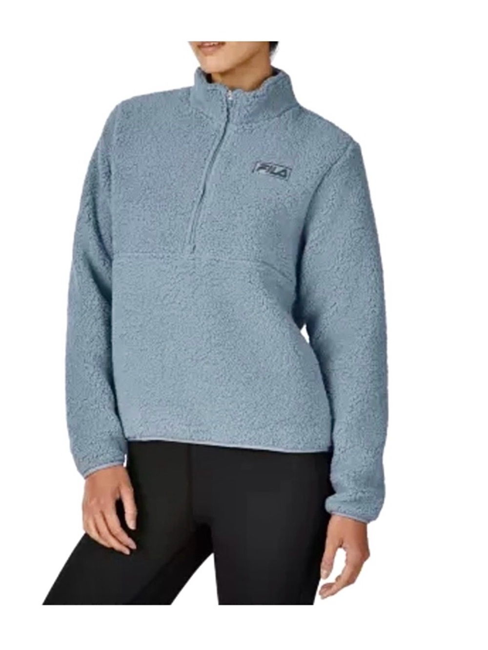 Fila Enya sherpa teddy half zip long sleeve blue pullover top